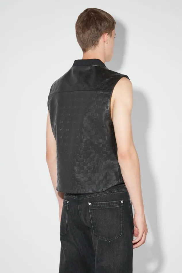 Outerwear Men MISBHV Leather Monogram Embossed Vest Black