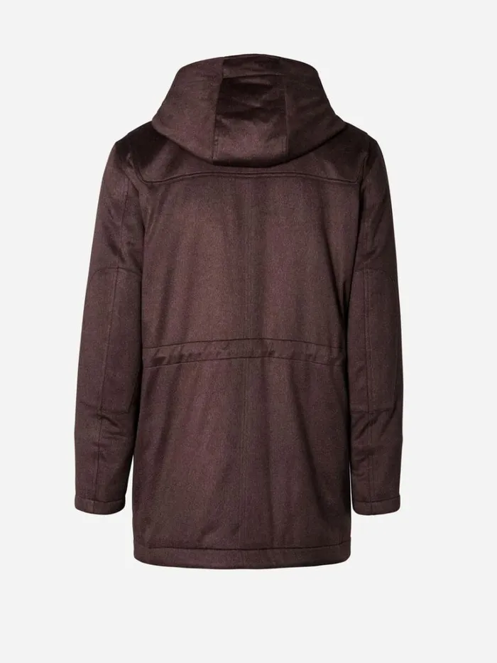Outerwear Mens Paul Stuart Cashmere Parka With Hood Dark Brown