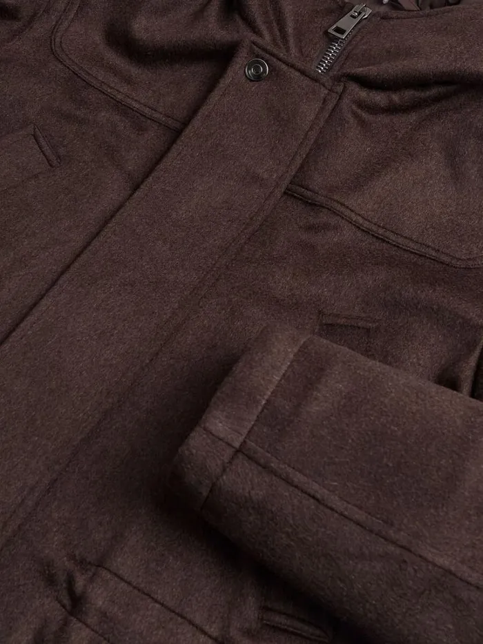 Outerwear Mens Paul Stuart Cashmere Parka With Hood Dark Brown