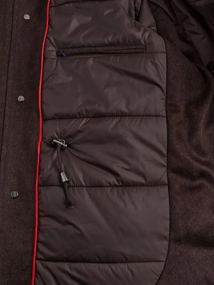 Outerwear Mens Paul Stuart Cashmere Parka With Hood Dark Brown