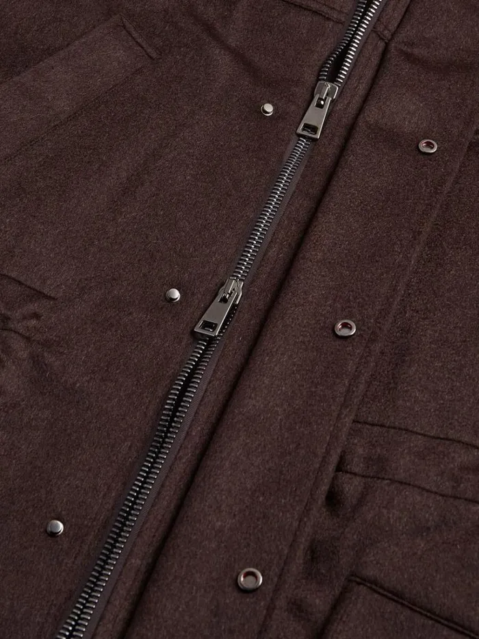 Outerwear Mens Paul Stuart Cashmere Parka With Hood Dark Brown