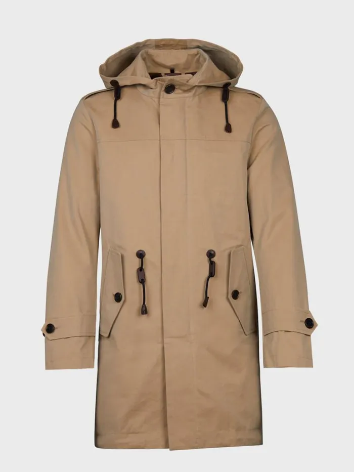 Outerwear Mens Paul Stuart Double Twisted Cotton Parka Khaki