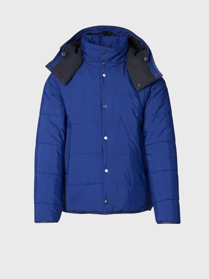 Outerwear Mens Paul Stuart Down Jacket With Removable Sleeves Royal Blue
