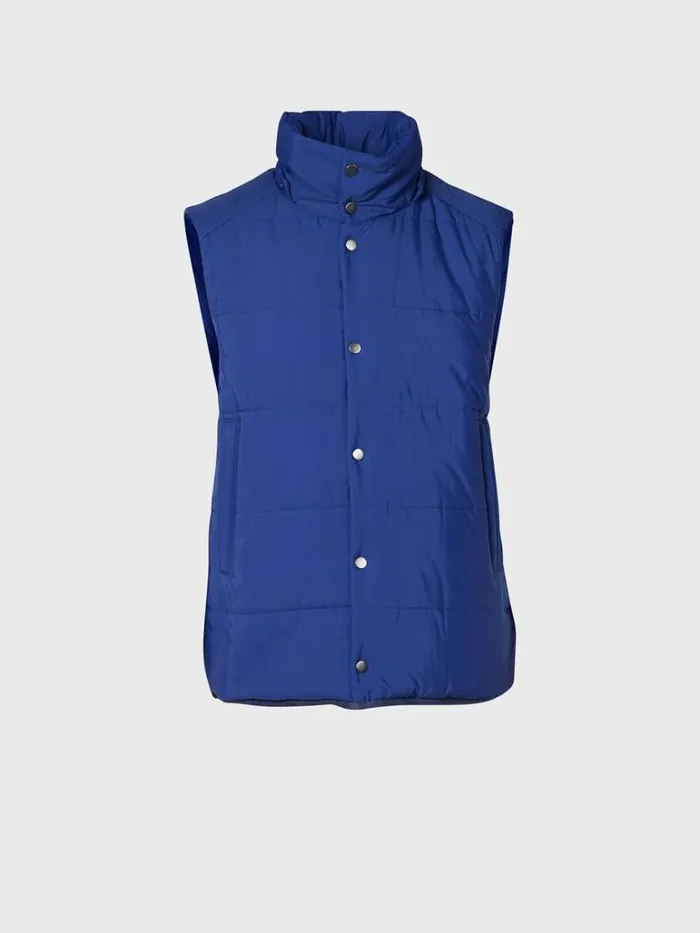 Outerwear Mens Paul Stuart Down Jacket With Removable Sleeves Royal Blue