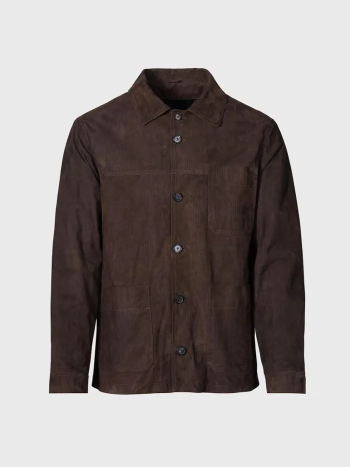 Outerwear Mens Paul Stuart Leather Shirt Jacket Brown