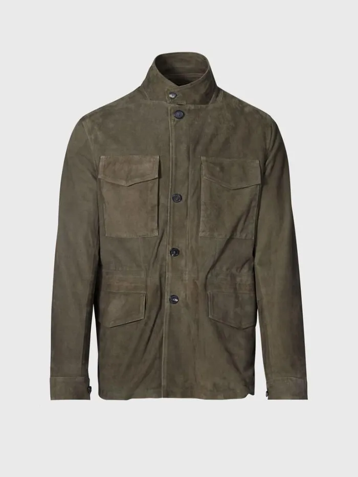 Outerwear Mens Paul Stuart Olive Suede Field Jacket Olive