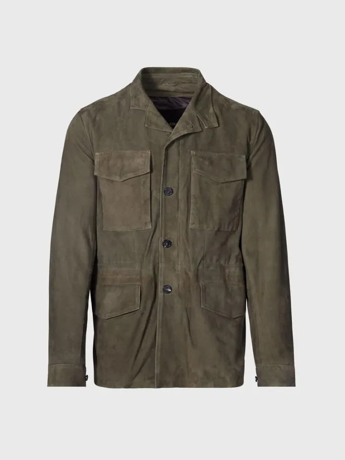 Outerwear Mens Paul Stuart Olive Suede Field Jacket Olive