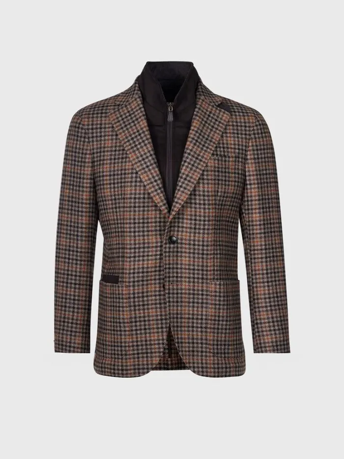 Outerwear Mens Paul Stuart Plaid Jacket WithRemovable Vest Brown