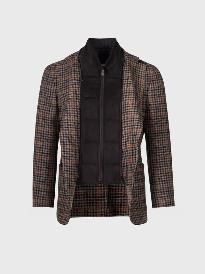 Outerwear Mens Paul Stuart Plaid Jacket WithRemovable Vest Brown