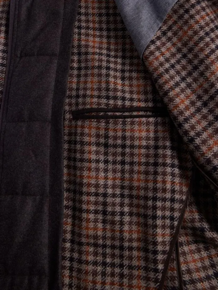 Outerwear Mens Paul Stuart Plaid Jacket WithRemovable Vest Brown