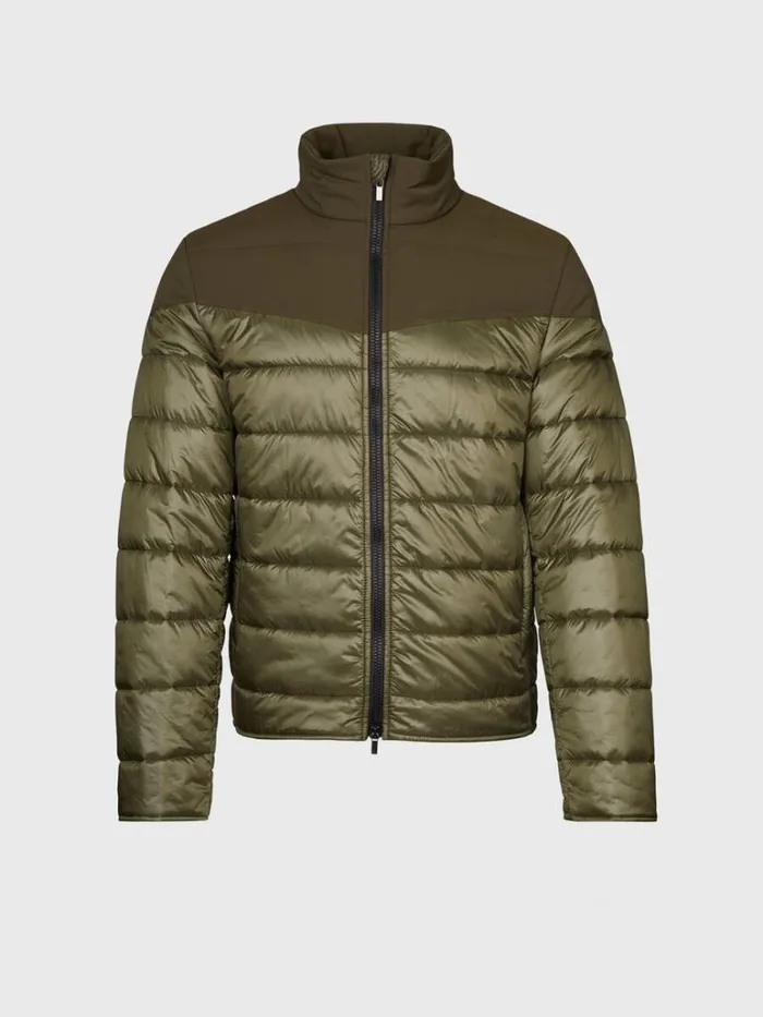 Outerwear Mens Paul Stuart Puffer Jacket With Tonal Shoulder Contrast Fabric Navy