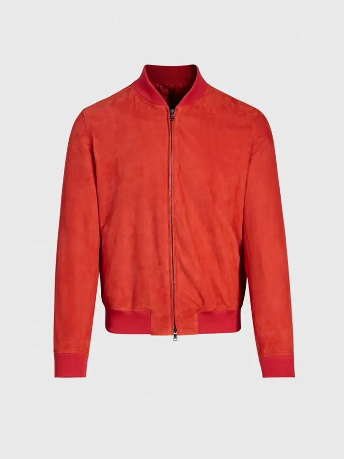 Outerwear Mens Paul Stuart Red Suede Blouson Jacket Red