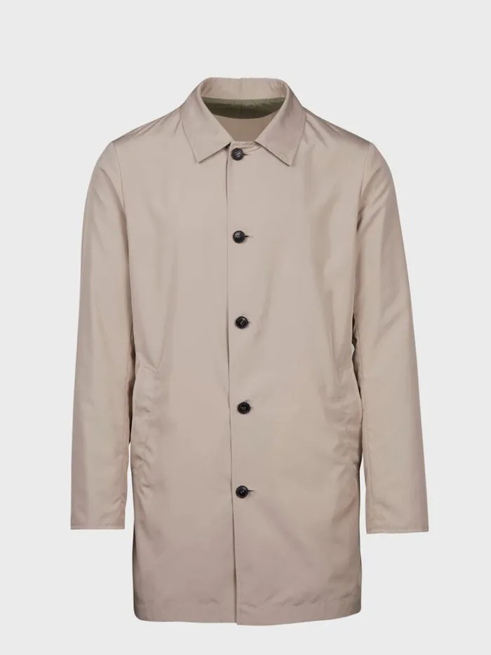 Outerwear Mens Paul Stuart Reversible Microfiber Trench Khaki