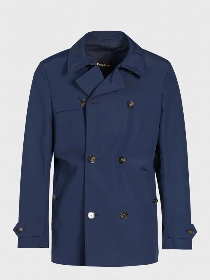 Outerwear Mens Paul Stuart Storm System Double Breasted Trench Coat Navy