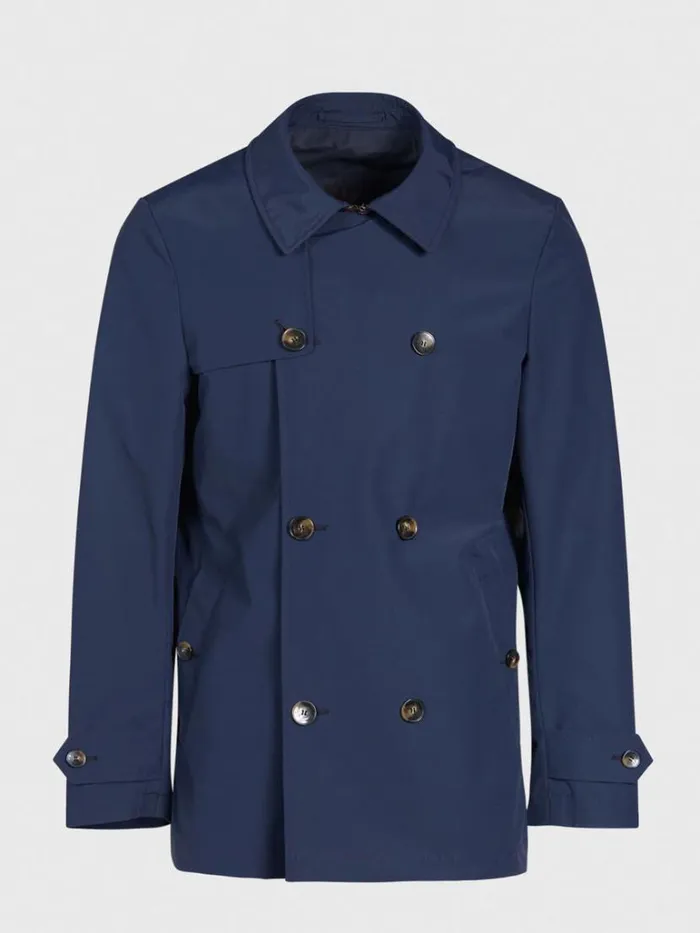 Outerwear Mens Paul Stuart Storm System Double Breasted Trench Coat Navy