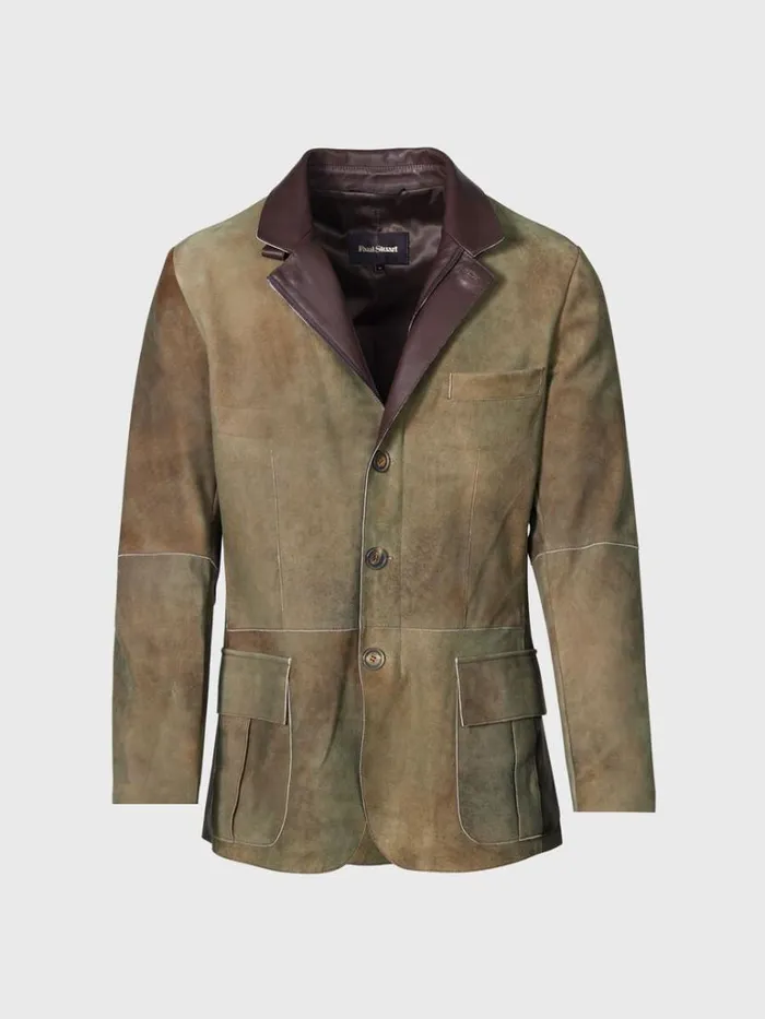 Outerwear Mens Paul Stuart Suede Raw Edge Jacket Olive