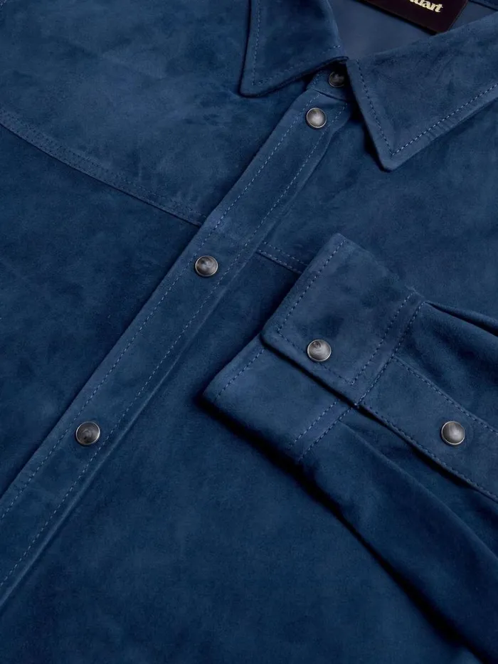 Outerwear Mens Paul Stuart Suede Shirt Jacket Blue