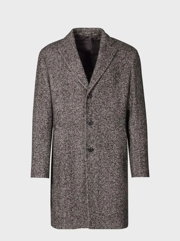 Outerwear Mens Paul Stuart Tweed Single Breasted Coat Brown