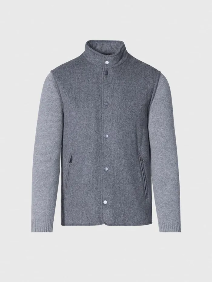 Outerwear Mens Paul Stuart Wool and Cashmere Jacket With Knit Sleeves Grey