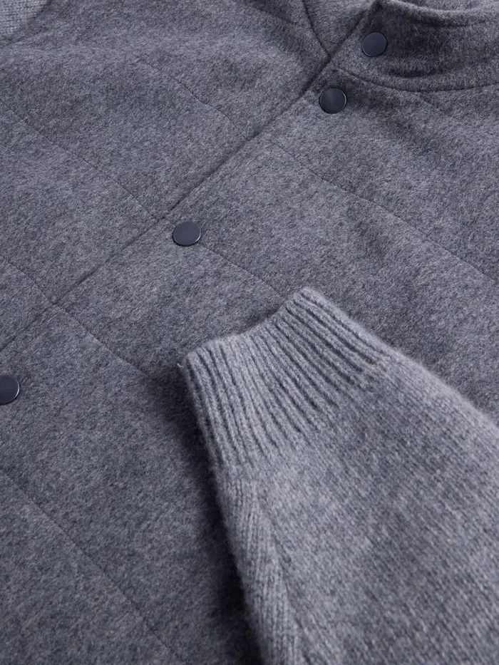 Outerwear Mens Paul Stuart Wool and Cashmere Jacket With Knit Sleeves Grey