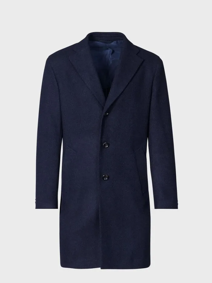 Outerwear Mens Paul Stuart Wool Herringbone Coat Navy