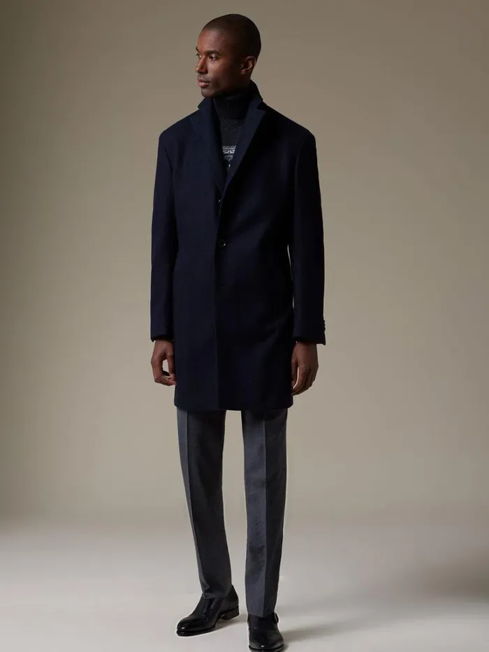Outerwear Mens Paul Stuart Wool Herringbone Coat Navy