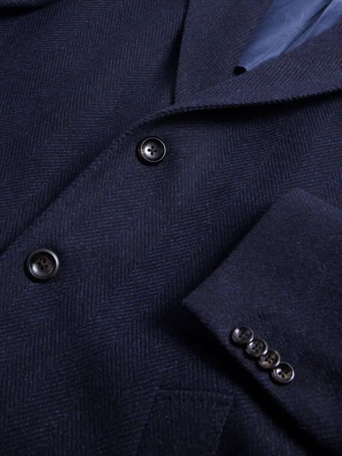 Outerwear Mens Paul Stuart Wool Herringbone Coat Navy