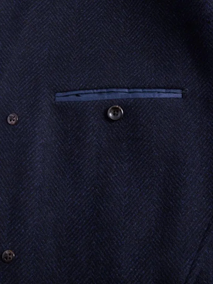 Outerwear Mens Paul Stuart Wool Herringbone Coat Navy