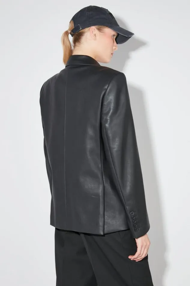 Outerwear Women MISBHV Matte Faux Leather Double Breasted Blazer Black