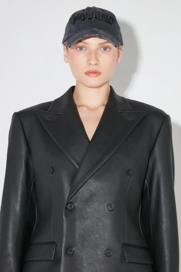Outerwear Women MISBHV Matte Faux Leather Double Breasted Blazer Black
