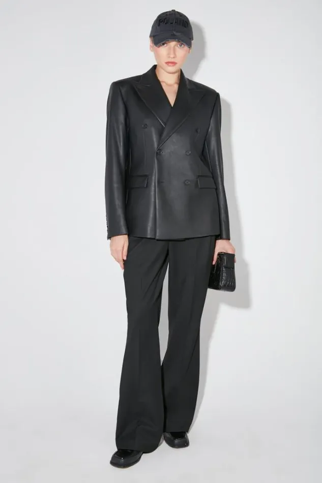 Outerwear Women MISBHV Matte Faux Leather Double Breasted Blazer Black