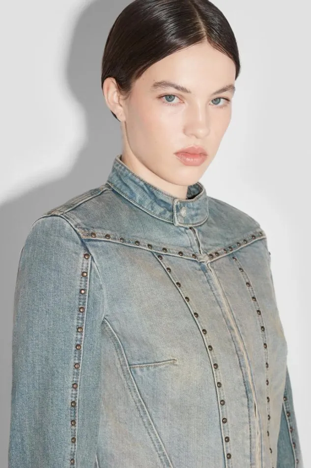 Outerwear Women MISBHV Sunset Wash Denim Jacket With Studs Blue