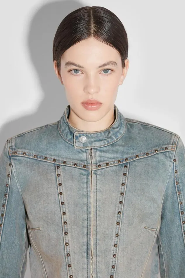Outerwear Women MISBHV Sunset Wash Denim Jacket With Studs Blue