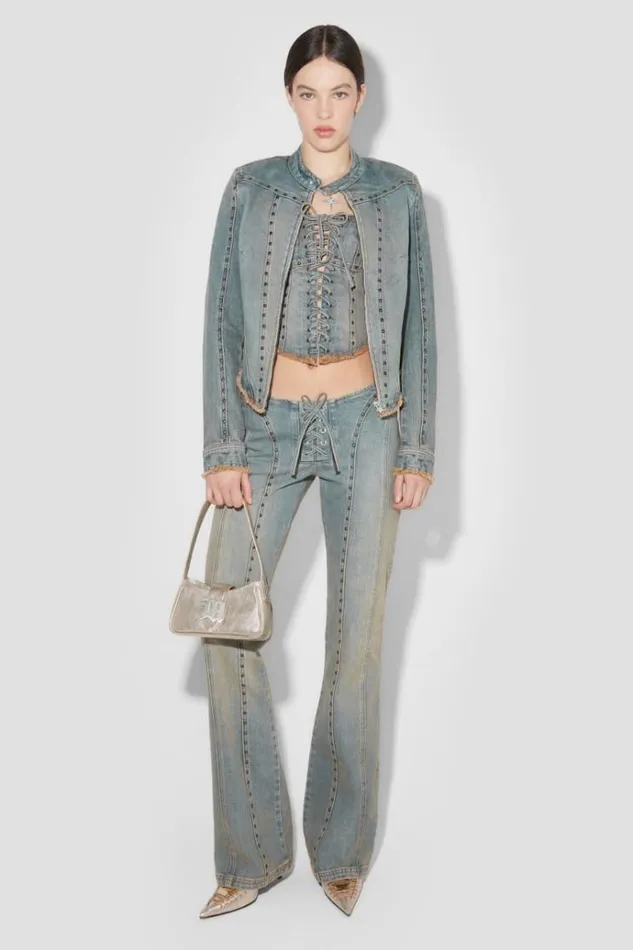 Outerwear Women MISBHV Sunset Wash Denim Jacket With Studs Blue