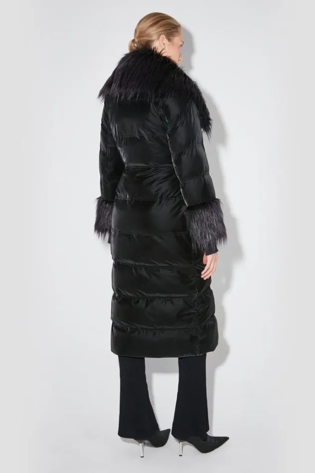 Outerwear Women MISBHV Velvet Latex Puffer Coat With Fur Black