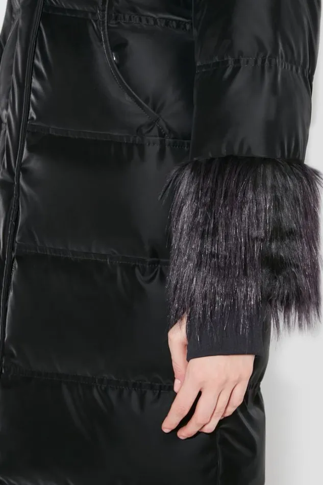 Outerwear Women MISBHV Velvet Latex Puffer Coat With Fur Black