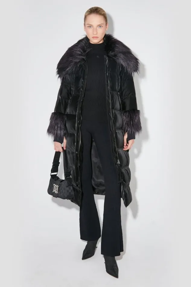 Outerwear Women MISBHV Velvet Latex Puffer Coat With Fur Black