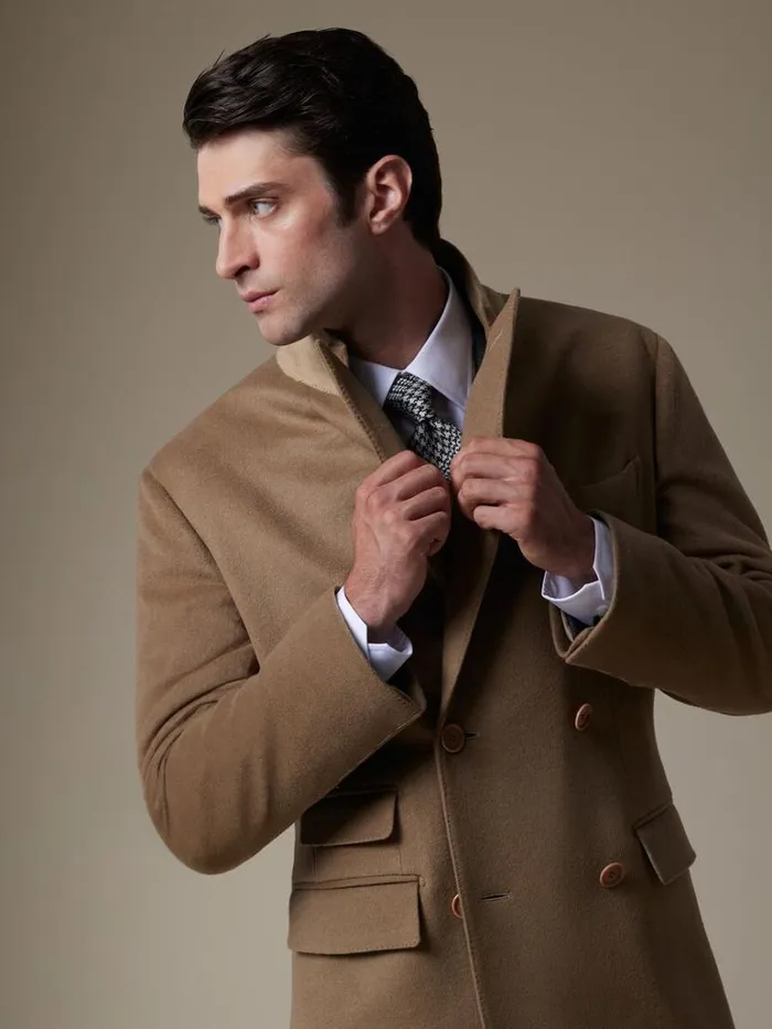 Overcoats Mens Paul Stuart Double Breasted Cashmere Overcoat Camel