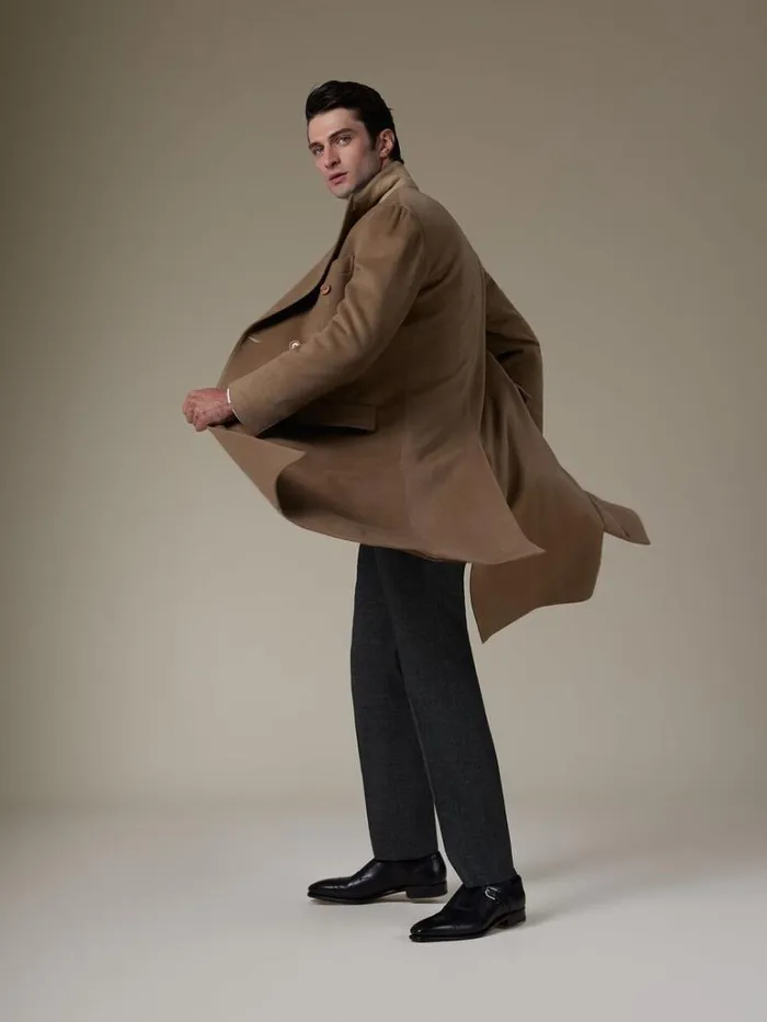 Overcoats Mens Paul Stuart Double Breasted Cashmere Overcoat Camel