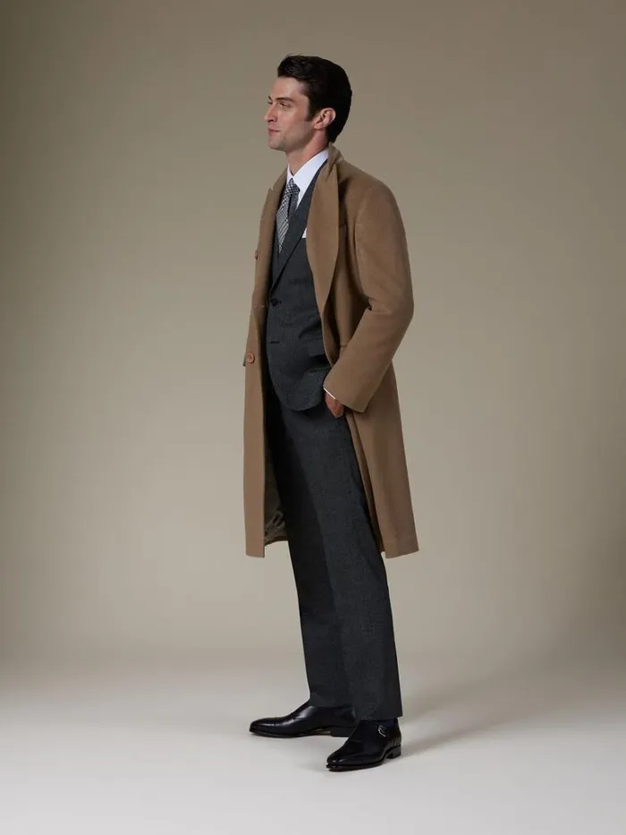Overcoats Mens Paul Stuart Double Breasted Cashmere Overcoat Camel