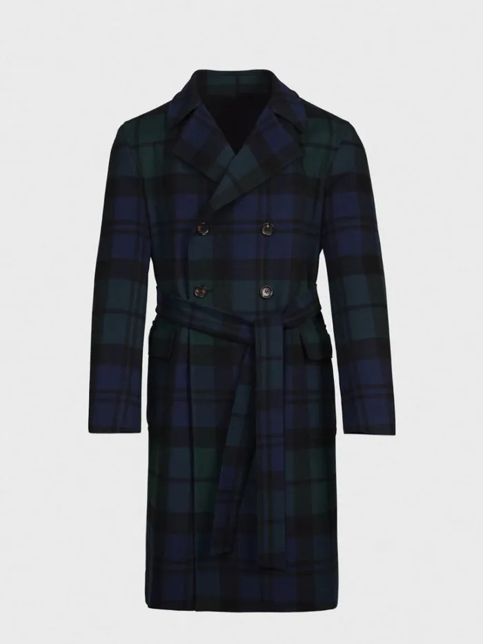Overcoats Mens Paul Stuart Plaid Double Face Overcoat Bluegreen