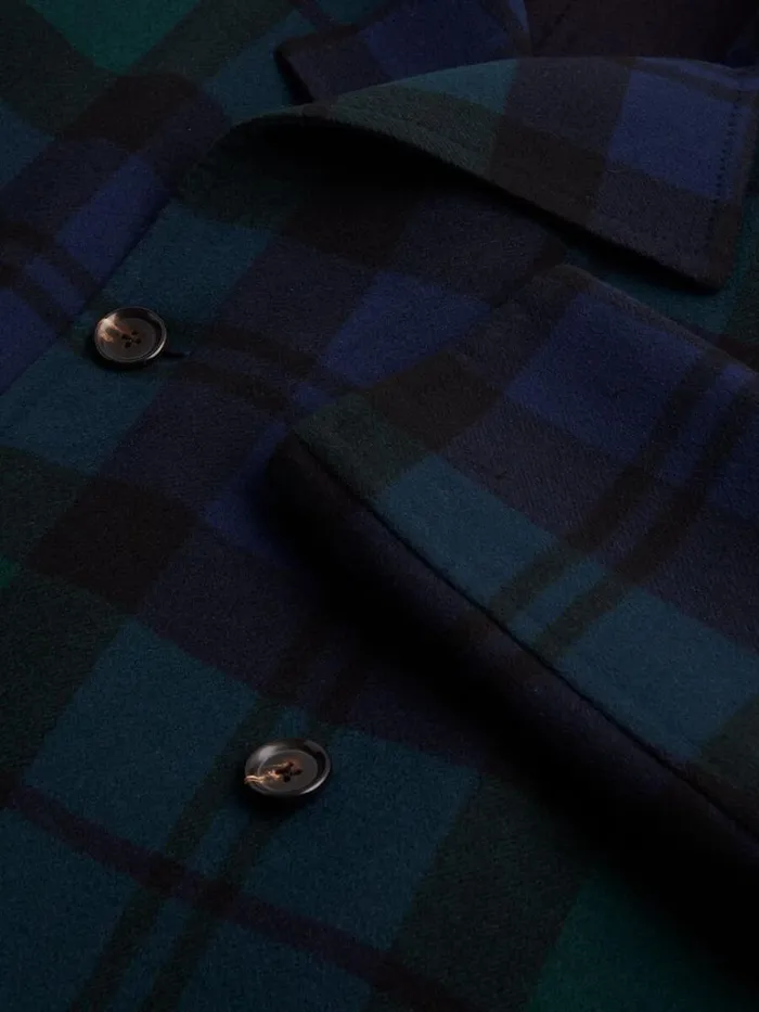 Overcoats Mens Paul Stuart Plaid Double Face Overcoat Bluegreen