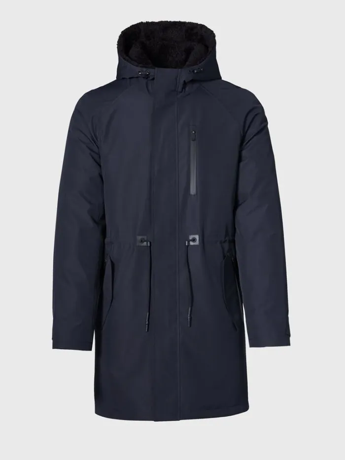 Overcoats Mens Paul Stuart Sheepskin Lined Nylon Jacket Navy
