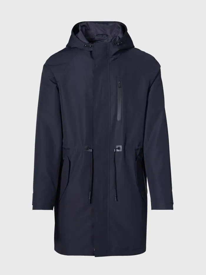 Overcoats Mens Paul Stuart Sheepskin Lined Nylon Jacket Navy