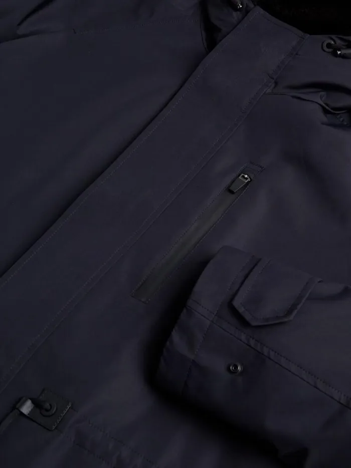 Overcoats Mens Paul Stuart Sheepskin Lined Nylon Jacket Navy