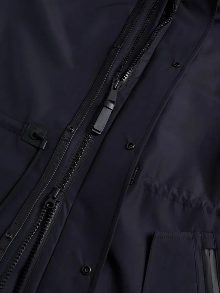 Overcoats Mens Paul Stuart Sheepskin Lined Nylon Jacket Navy