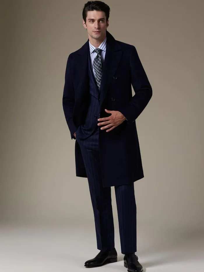 Overcoats Mens Paul Stuart Water Repellent Wool Coat Navy