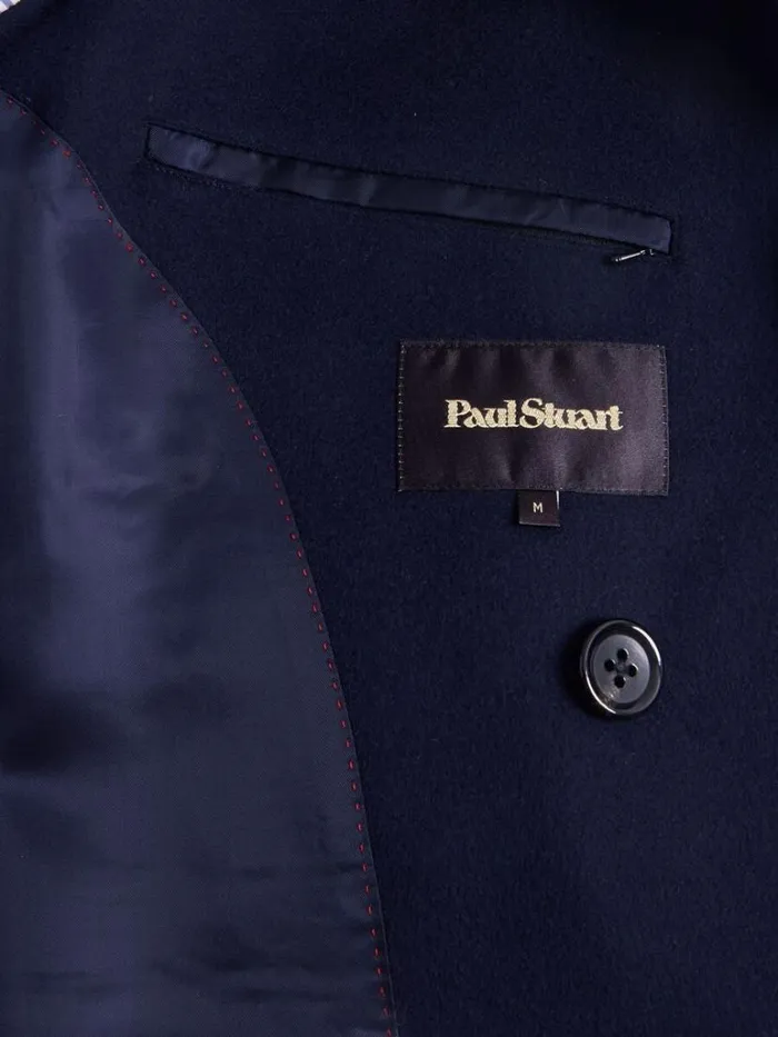Overcoats Mens Paul Stuart Water Repellent Wool Coat Navy