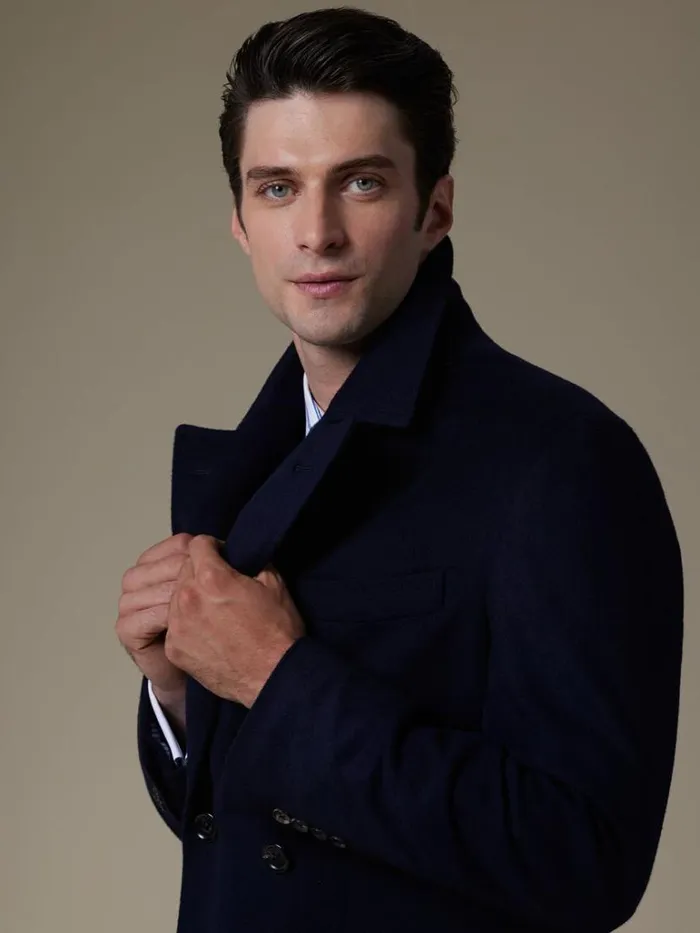 Overcoats Mens Paul Stuart Water Repellent Wool Coat Navy