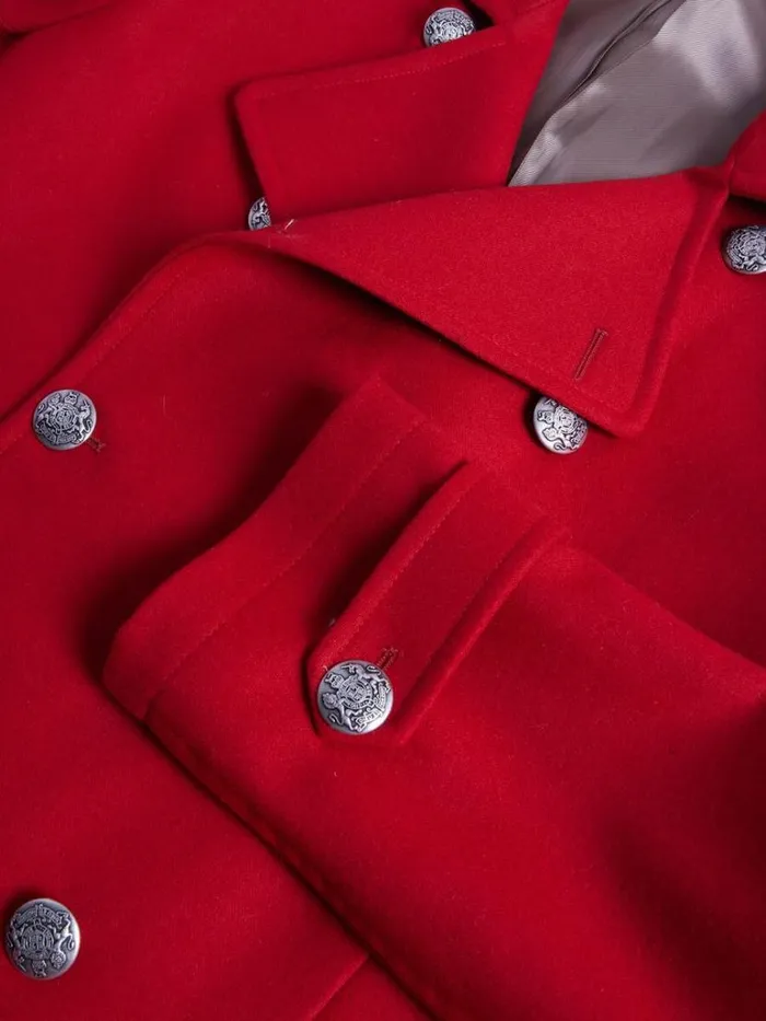 Overcoats Mens Paul Stuart Wool and Cashmere Peacoat Red